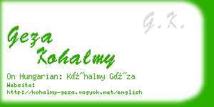 geza kohalmy business card